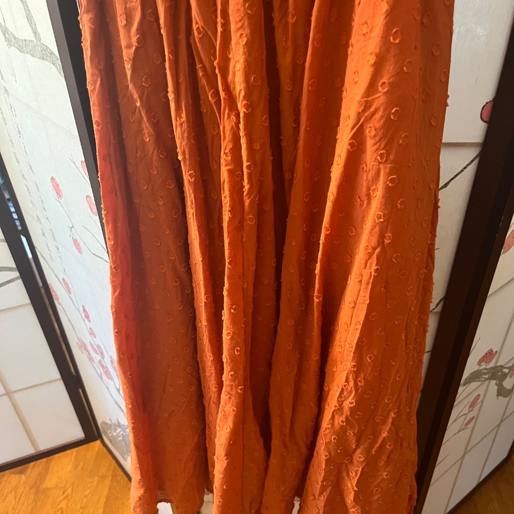 Fall orange puff sleeve dress - Picture 4 of 6